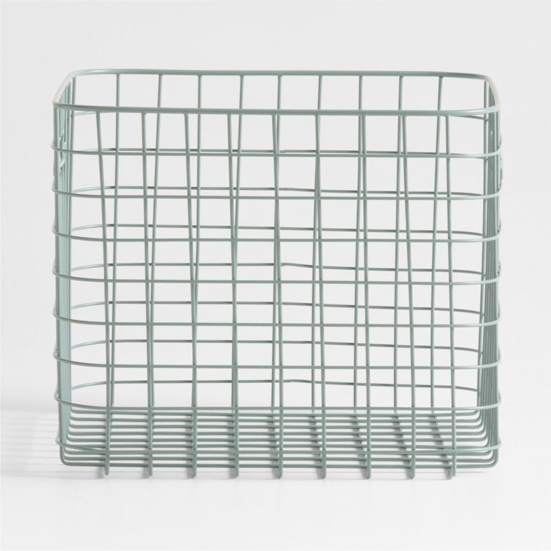 Outline Sage Large Wire Metal Floor Storage Bin with Wood Lid - image 4 of 6