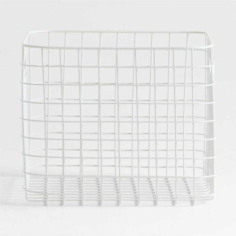 Outline White Large Wire Metal Floor Storage Bin with Wood Lid - image 4 of 6