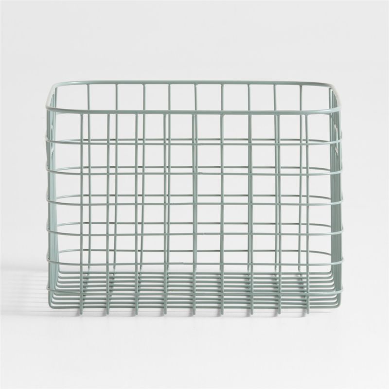 Outline Sage Medium Wire Metal Floor Storage Bin with Wood Lid - image 3 of 5