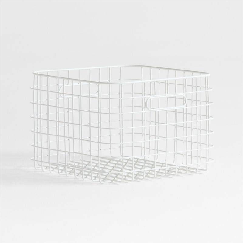 Outline White Medium Wire Metal Floor Storage Bin with Wood Lid - image 2 of 5