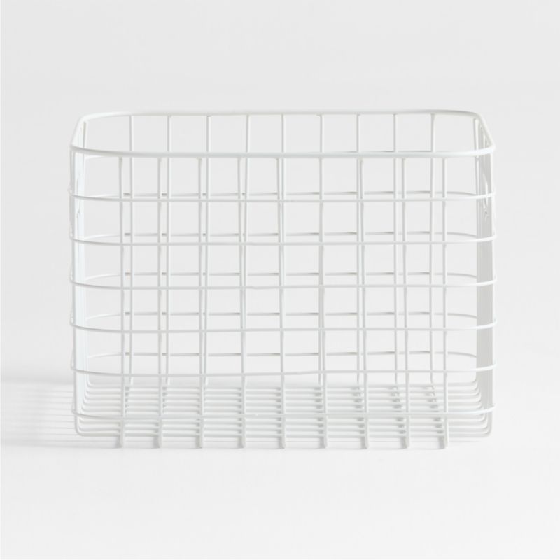 Outline White Medium Wire Metal Floor Storage Bin with Wood Lid - image 3 of 5