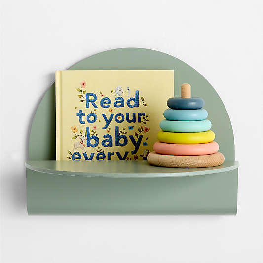 Outline Sage Green Round Metal Kids Wall Shelf
