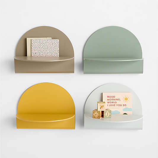 Outline Taupe Round Metal Kids Wall Shelf