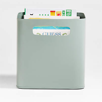 Outline Sage Green Metal Storage Bin with Handles