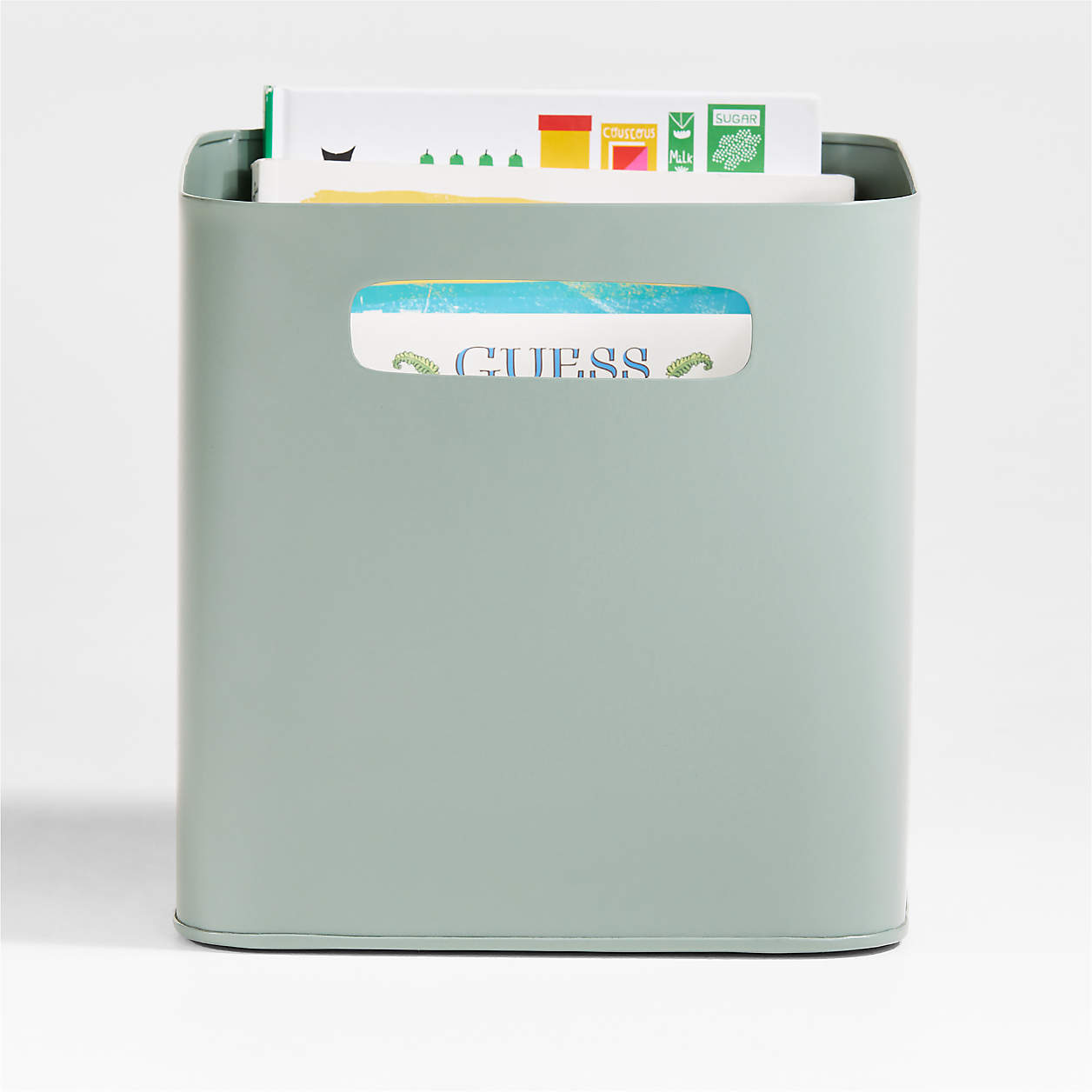 Outline Sage Green Metal Storage Bin with Handles | Crate & Kids Canada