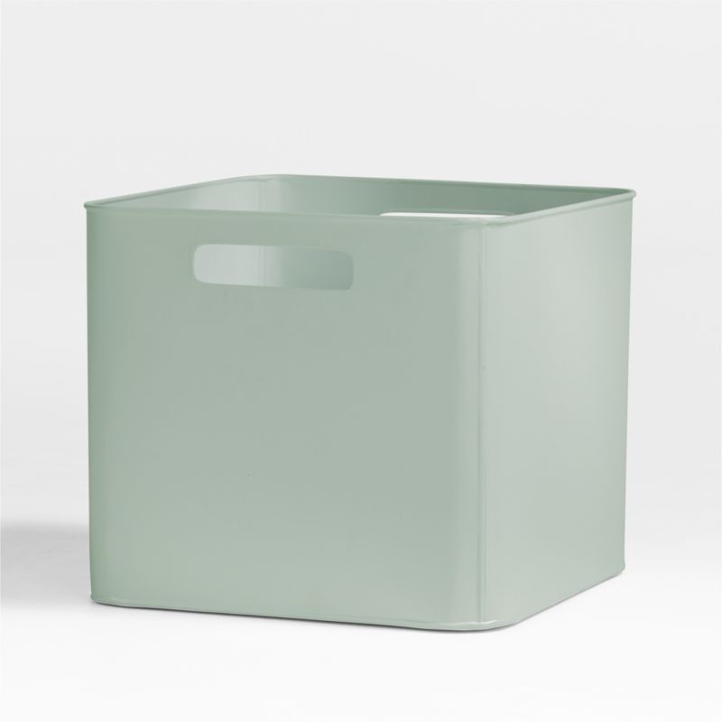 Outline Sage Metal Floor Storage Bin with Wood Lid