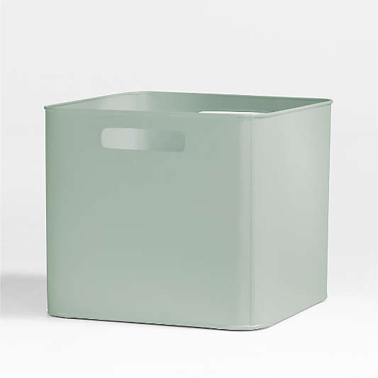 Outline Sage Large Metal Floor Storage Bin with Wood Lid