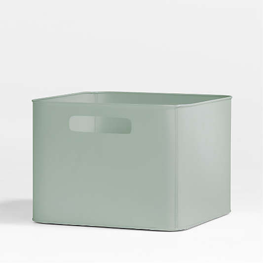 Outline Sage Medium Metal Floor Storage Bin with Wood Lid