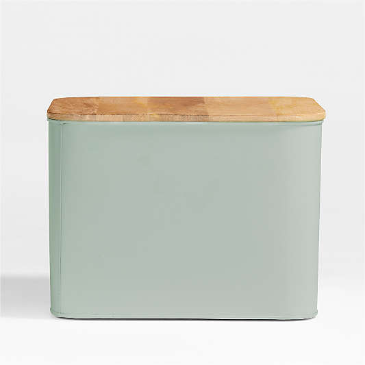 Outline Sage Medium Metal Floor Storage Bin with Wood Lid