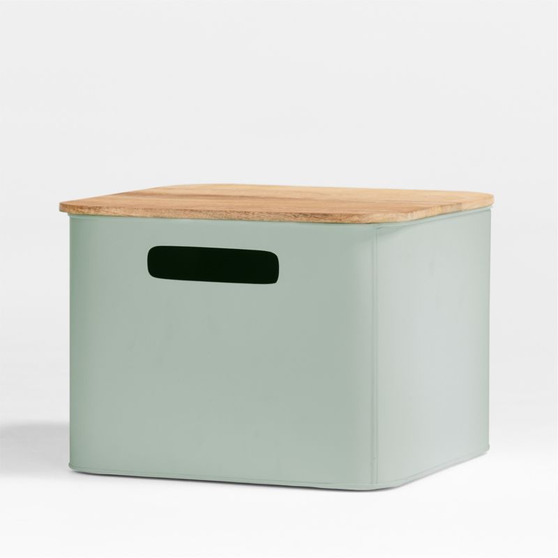 Outline Sage Medium Metal Floor Storage Bin with Wood Lid - image 3 of 7