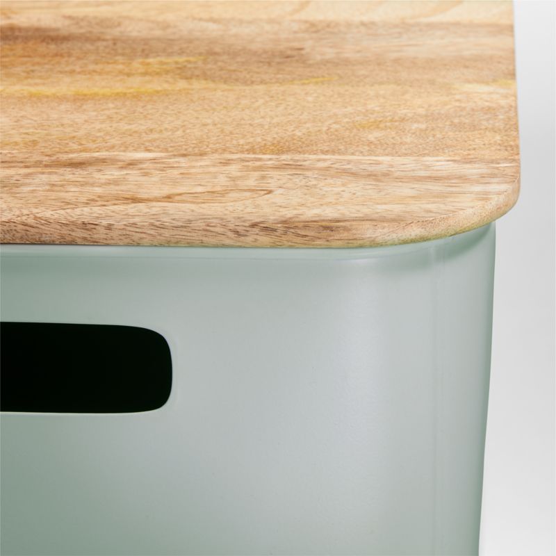 Outline Sage Medium Metal Floor Storage Bin with Wood Lid - image 6 of 7