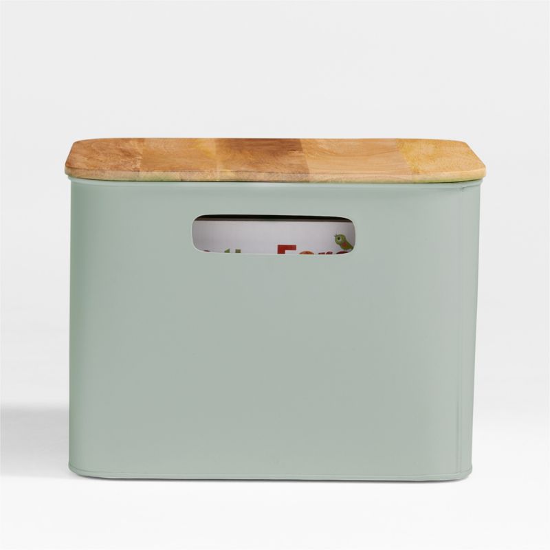 Outline Sage Medium Metal Floor Storage Bin with Wood Lid - image 0 of 7