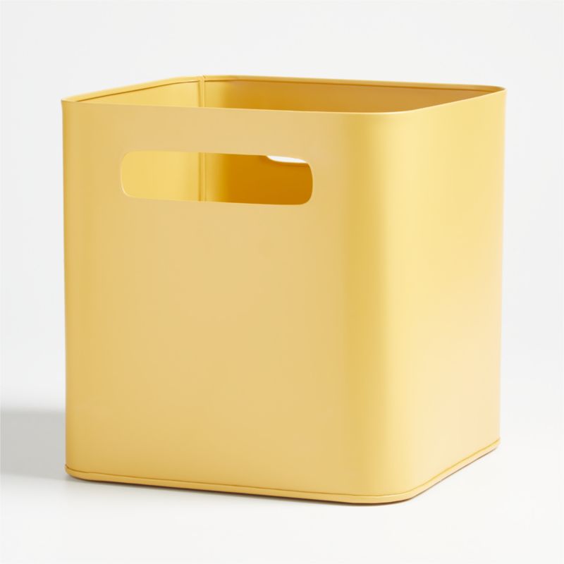 Outline Ochre Yellow Metal Storage Bin with Handles - image 5 of 6