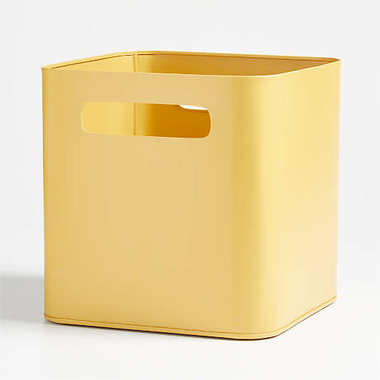 Outline Ochre Yellow Metal Storage Bin with Handles