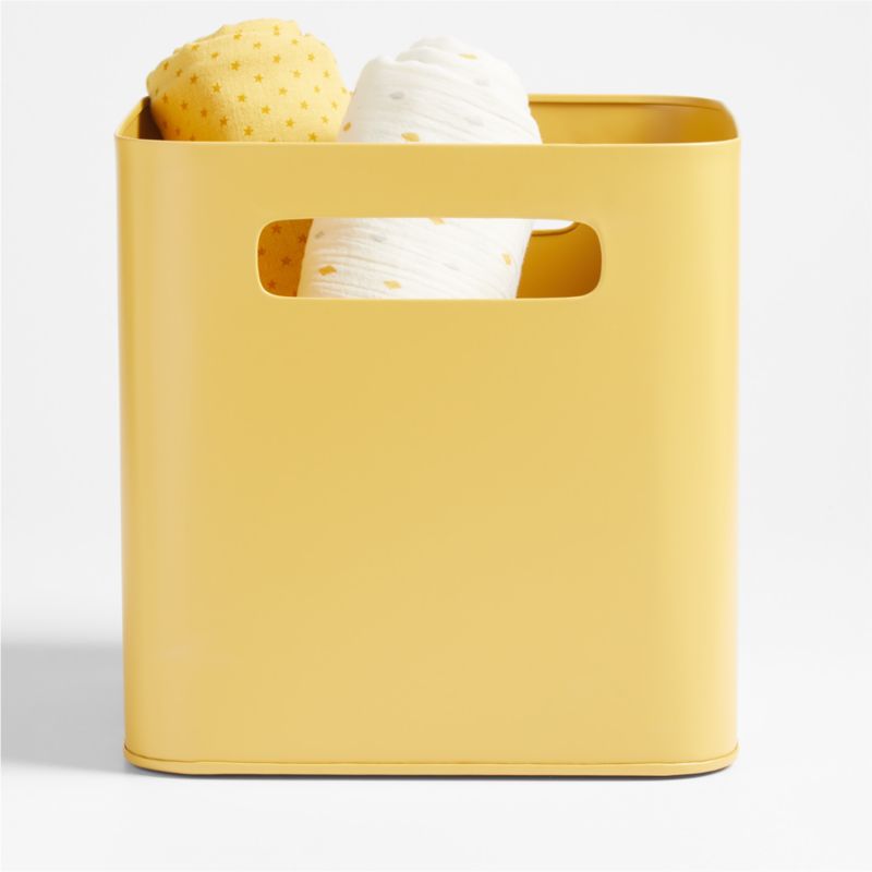 Outline Ochre Yellow Metal Storage Bin with Handles - image 0 of 6