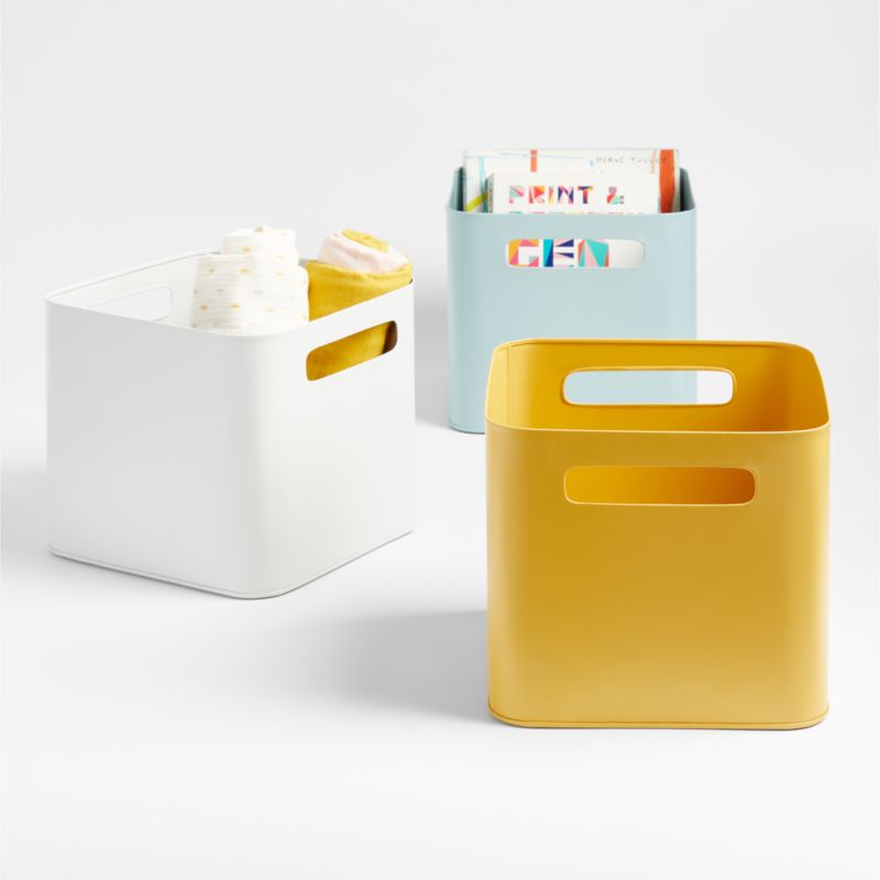 Outline Ochre Yellow Metal Kids Storage Bin with Handles + Reviews ...