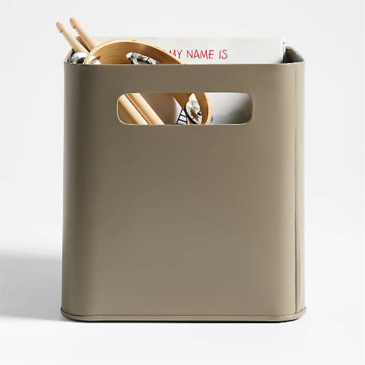 Outline Clay Brown Metal Storage Bin with Handles