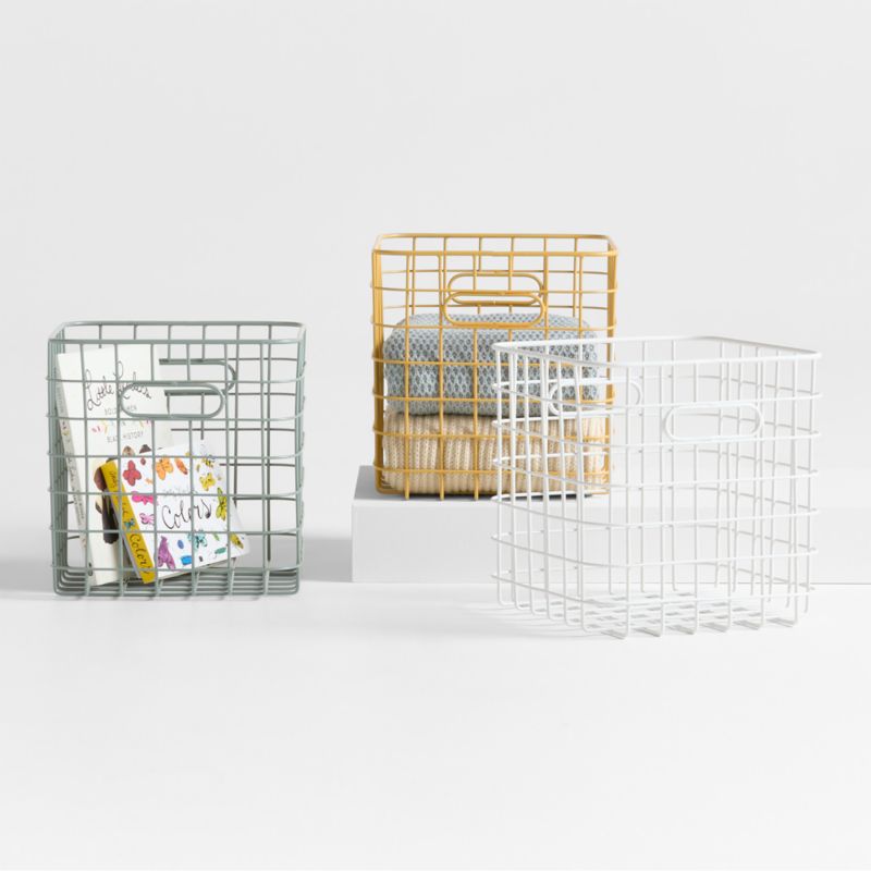 Outline White Wire Metal Storage Bin with Handles - image 1 of 5