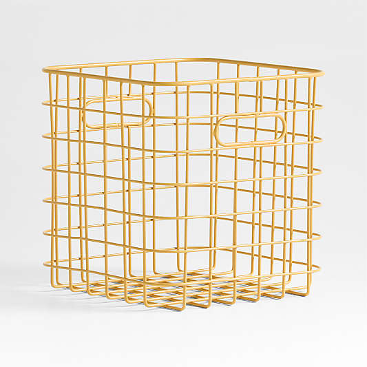 Outline Ochre Wire Metal Storage Bin with Handles