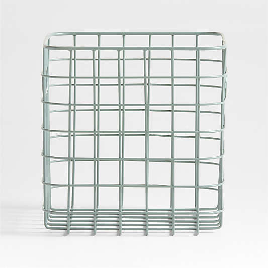 Outline Sage Wire Metal Storage Bin with Handles