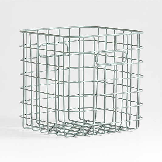 Outline Sage Wire Metal Storage Bin with Handles