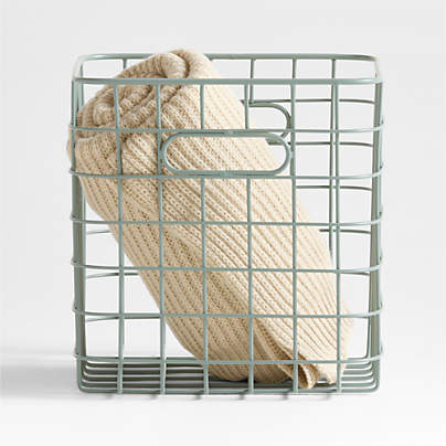 Outline Sage Wire Metal Storage Bin with Handles