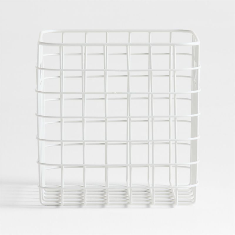 Outline White Wire Metal Storage Bin with Handles - image 3 of 5