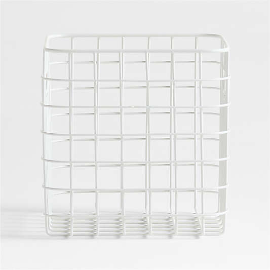 Outline White Wire Metal Storage Bin with Handles