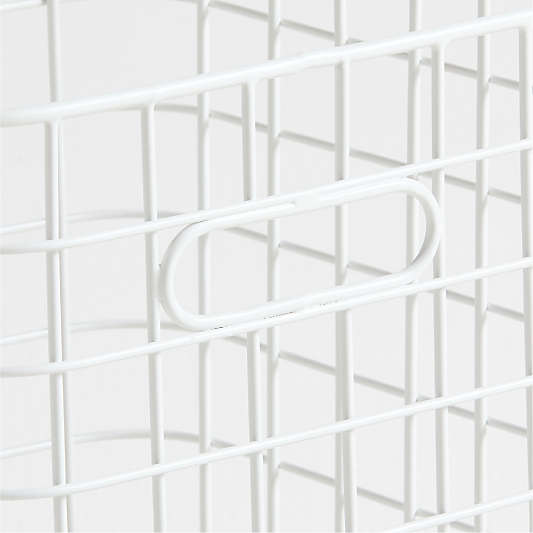 Outline White Wire Metal Storage Bin with Handles