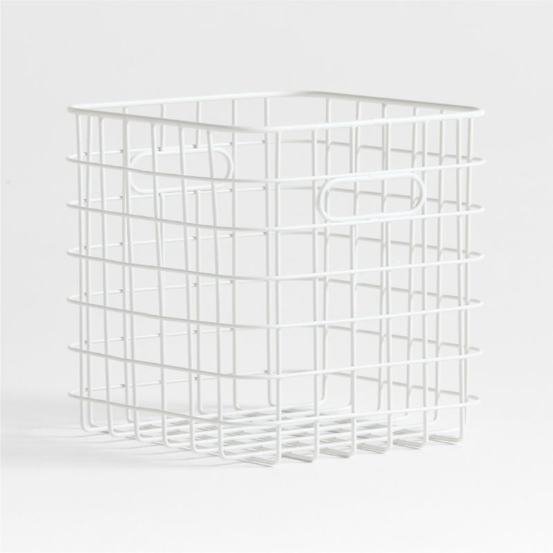 Outline White Wire Metal Storage Bin with Handles - image 2 of 5