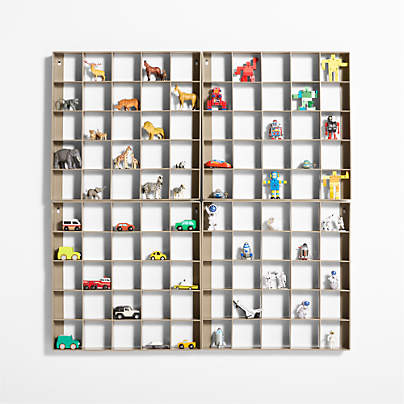 Outline Clay Brown Metal Toy Display Kids Wall Shelf, Set of 4