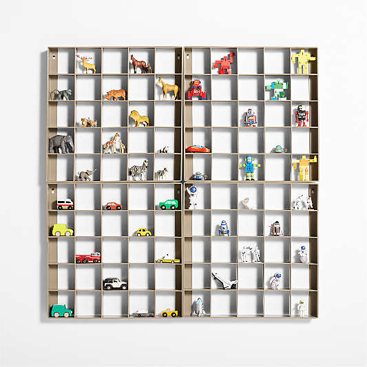 Outline Clay Brown Metal Toy Display Kids Wall Shelf, Set of 4