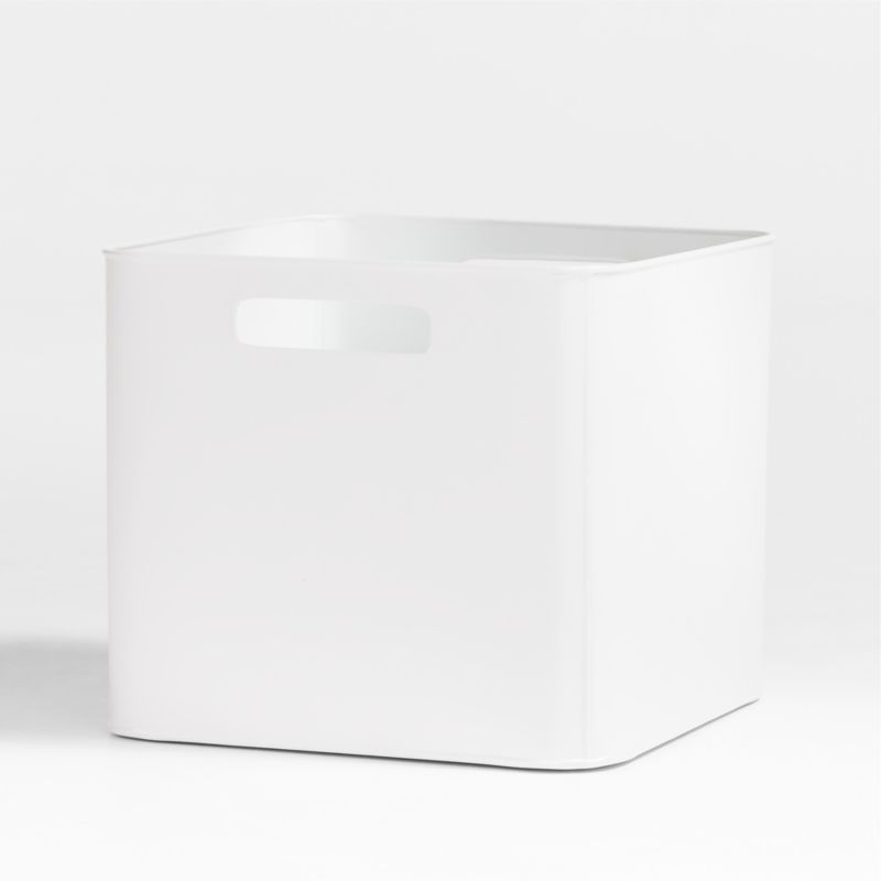 Outline White Large Metal Floor Bin with Wood Lid - image 6 of 9