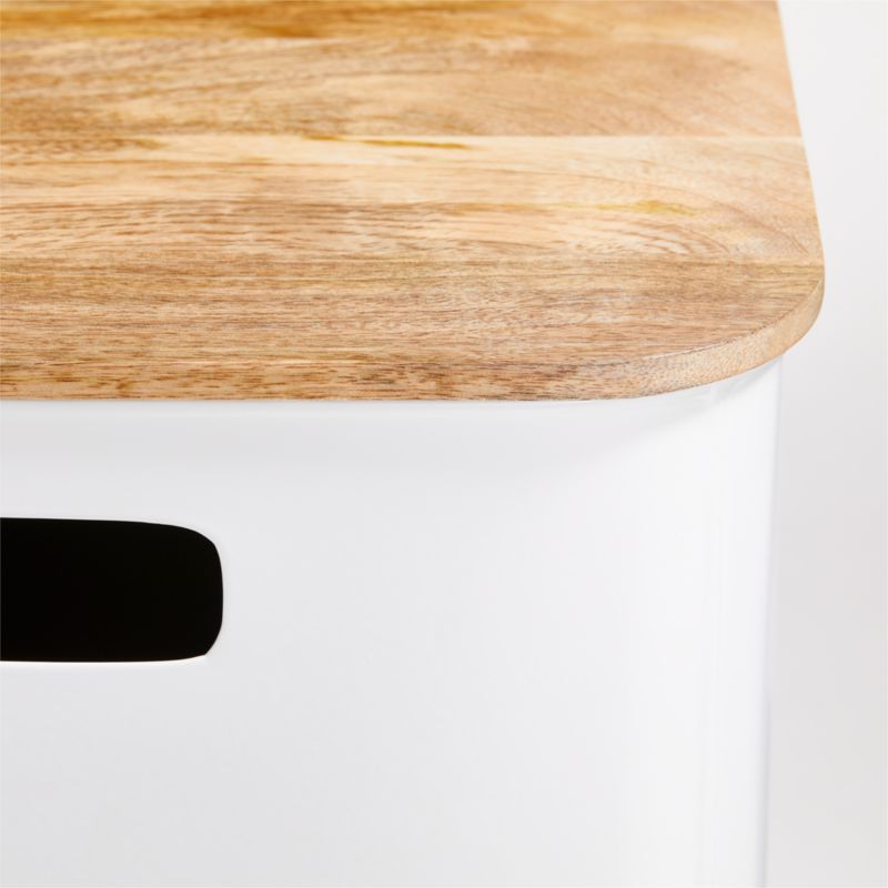 Outline White Large Metal Floor Bin with Wood Lid - image 8 of 9