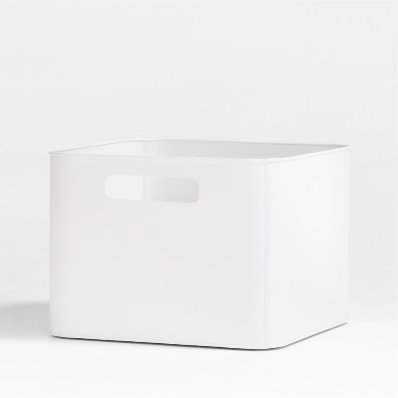 Outline White Medium Metal Storage Bin with Wood Lid - image 6 of 9