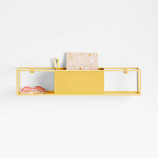 Outline Ochre Yellow Metal Wall Shelf