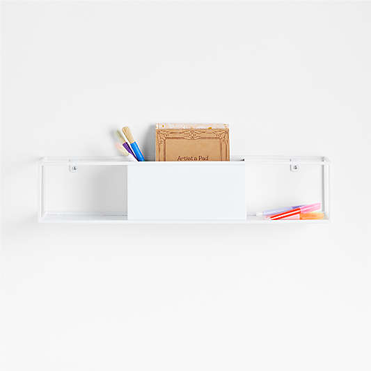 Outline White Metal Floating Wall Shelf