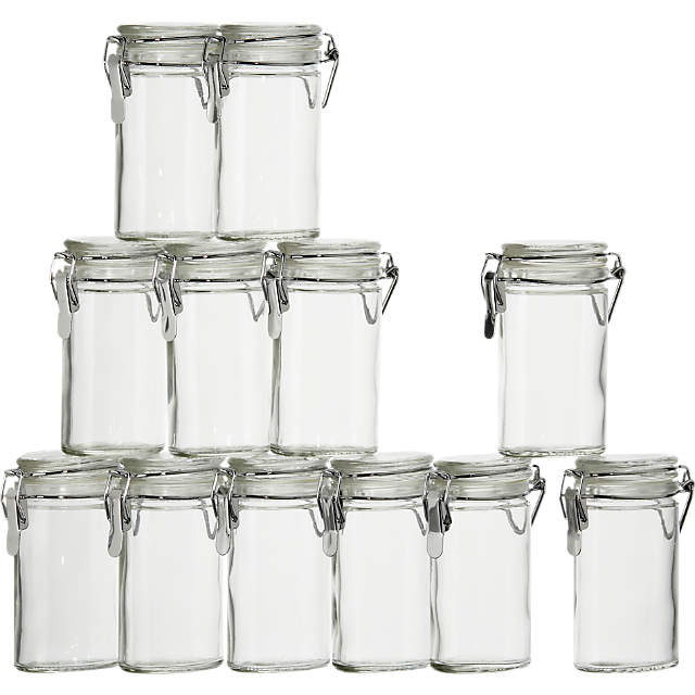 Mini Oval Spice Herb Jars With Clamp, Mini Spice Jar With Clamp