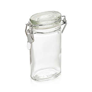 Small Apothecary Spice Jar With Hinged White Ceramic Lid 