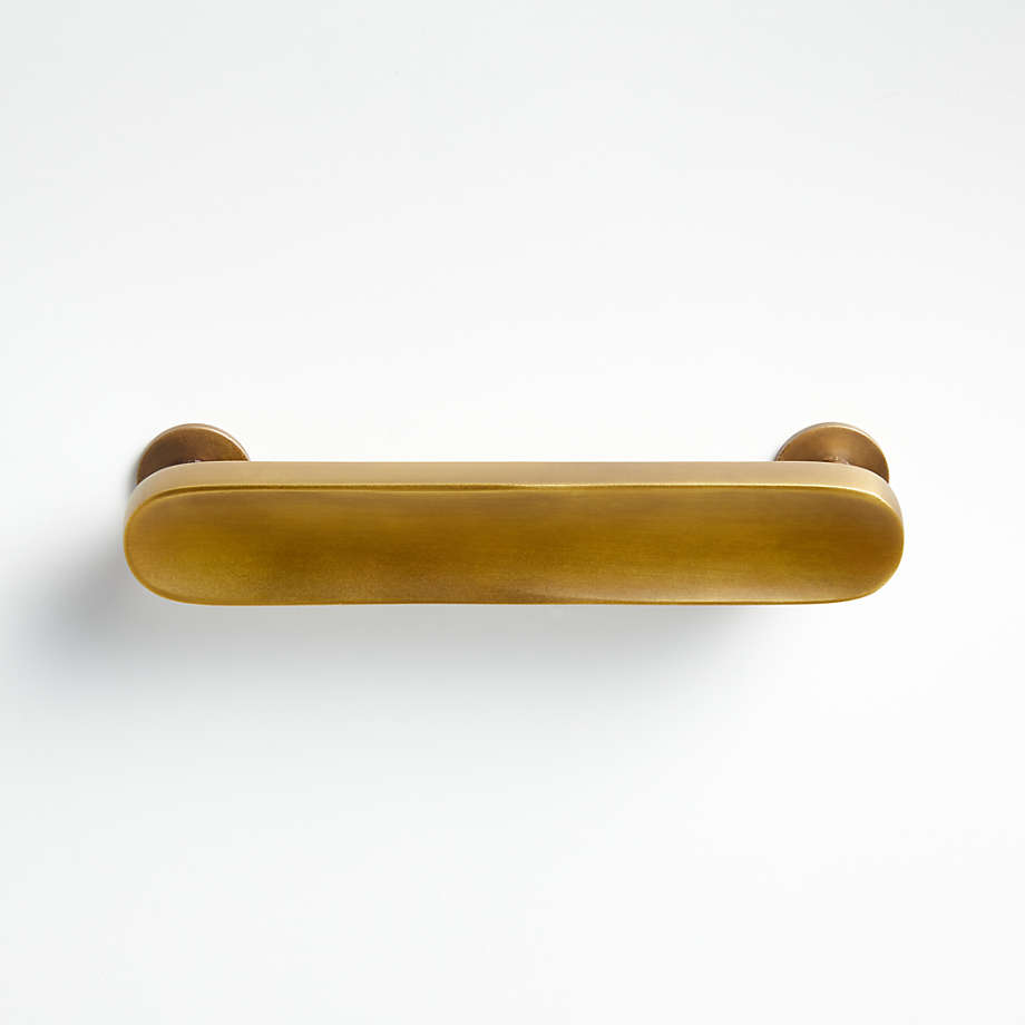 Oval 4" Antique Brass Bar Pull + Reviews Crate & Barrel