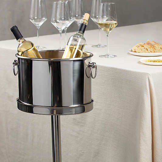 Oval Stainless Steel Ice Bucket with Stand