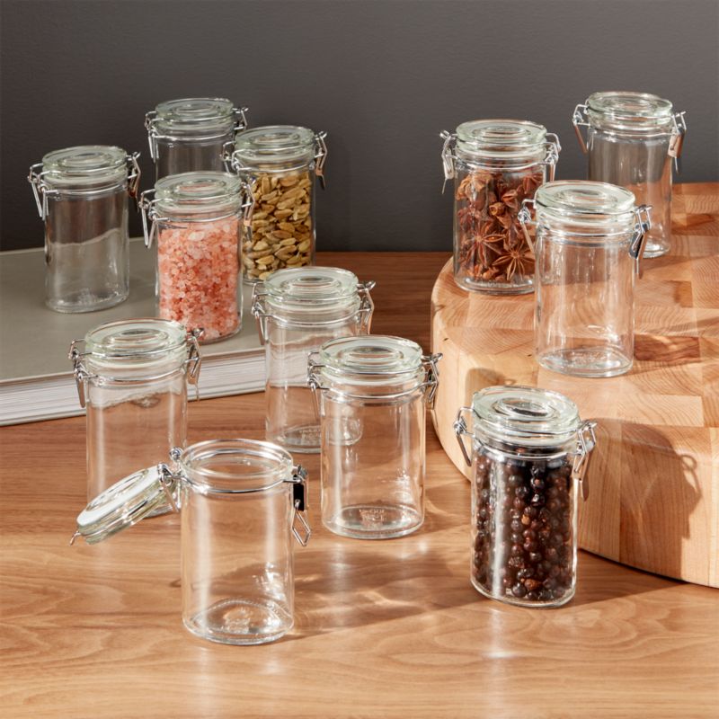 Mini Oval Spice-Herb Jars with Clamp Set of 12 + Reviews | Crate & Barrel