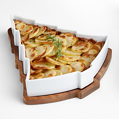 View Holiday Tree Oven-to-Table Casserole Dish with Wood Trivet details