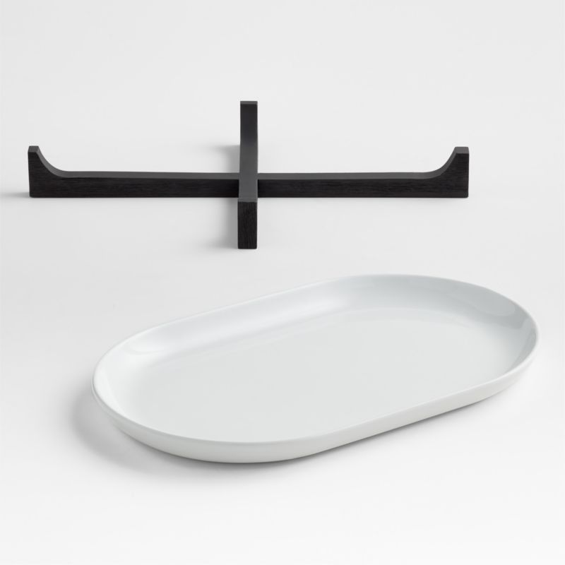 Oven-to-Table Oval Platter with Black Wood Trivet - image 5 of 7