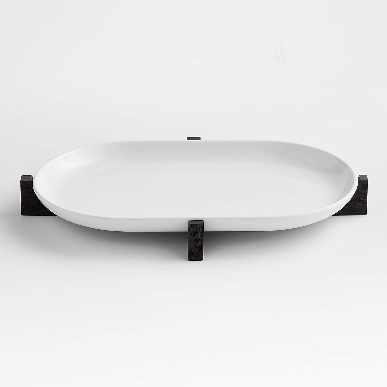 Oven-to-Table Oval Serving Platter with Wood Stand