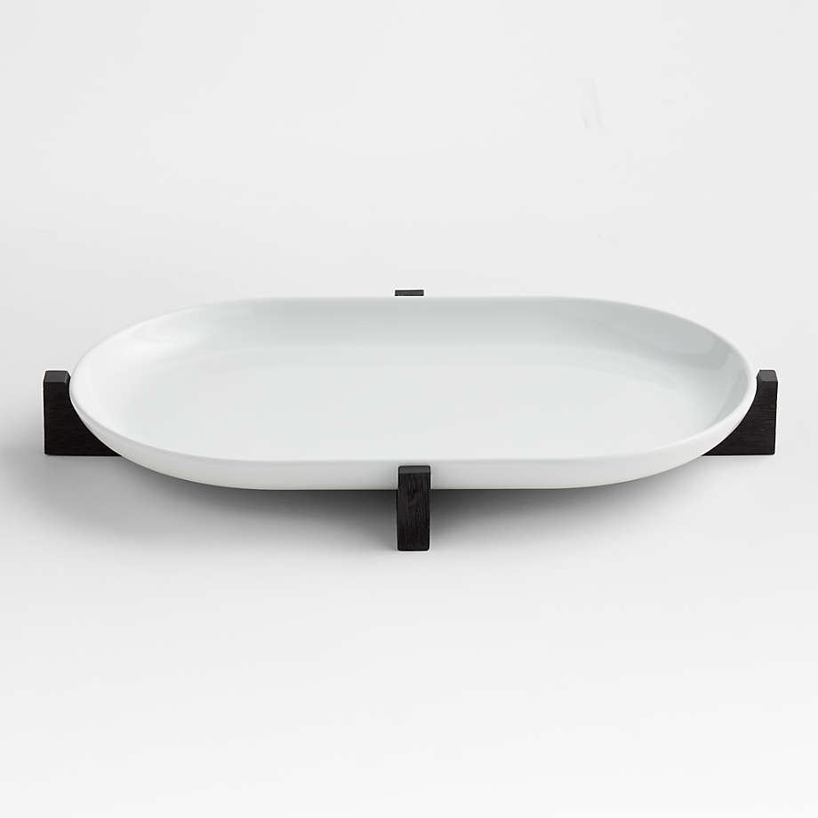Oven to Table Oval Platter with Black Wood Trivet + Reviews Crate
