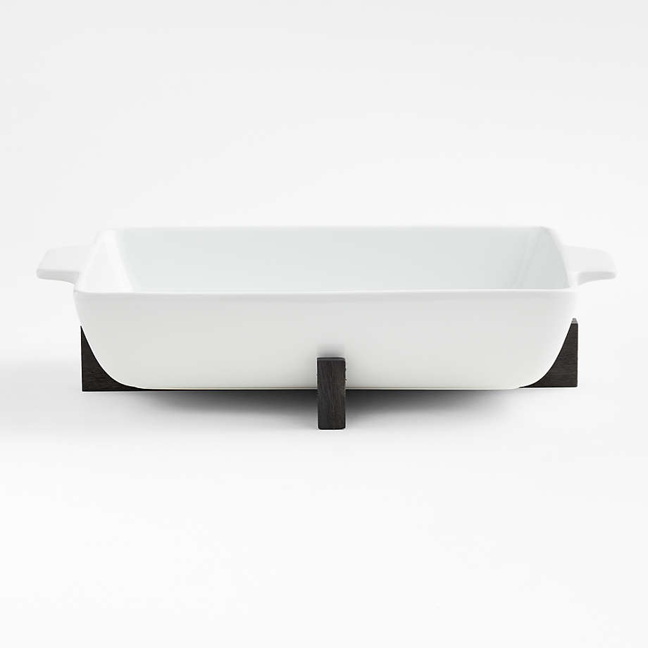 Oven to Table Rectangular Baking Dish with Black Wood Trivet
