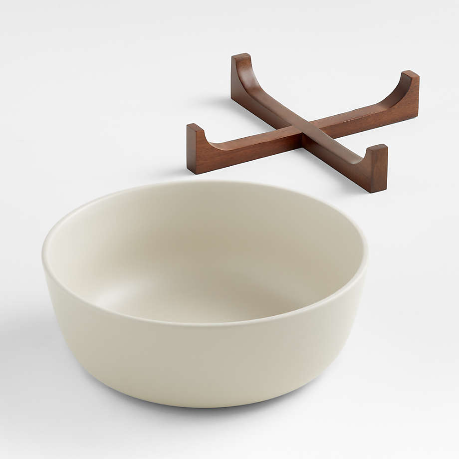 Oven to Table Serving Bowl with Dark Wood Trivet