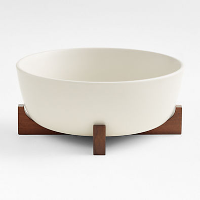 View Oven-to-Table Serving Bowl with Dark Wood Trivet details