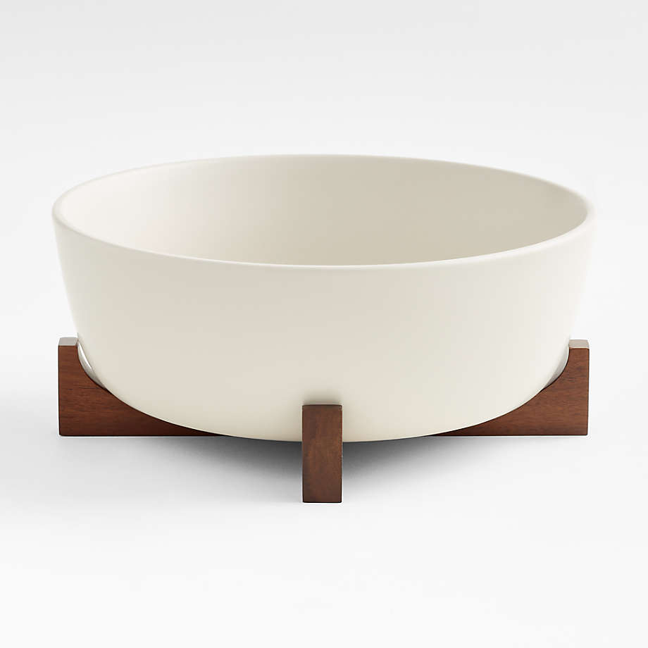 Oven to Table Serving Bowl with Dark Wood Trivet + Reviews | Crate & Barrel